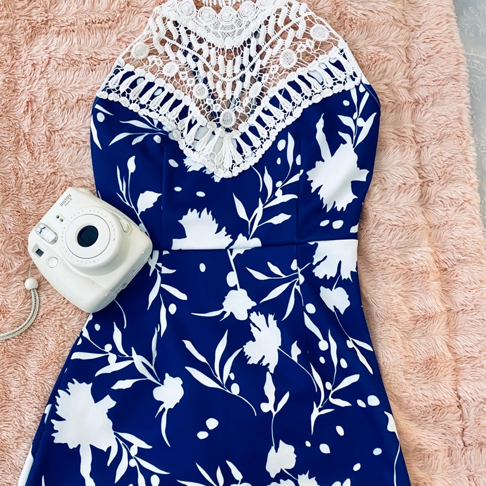 Criss Crossed Back - Floral Halter Dress